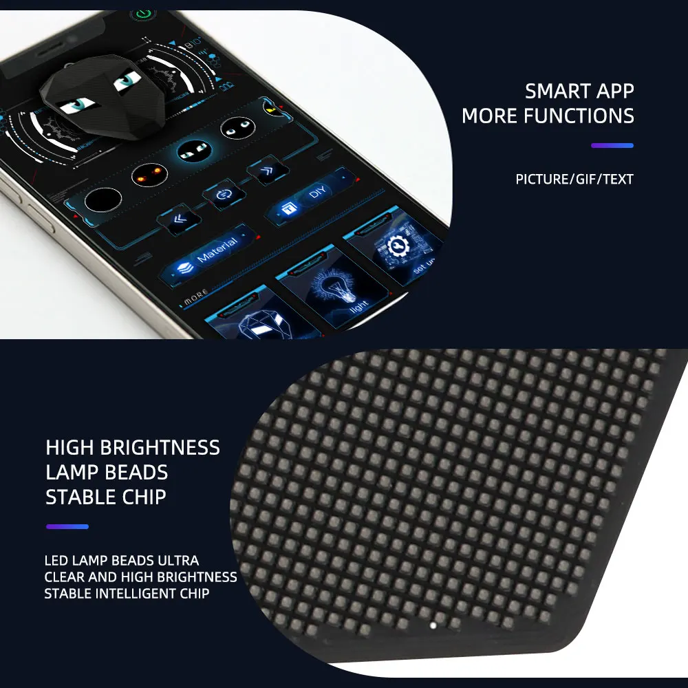 Dämonen auge LED-Anzeige für Auto Scheinwerfer Modifikation DIY Animation Teufel Augen Muster Blinker Lampe App Steuerung Pixel Panel – Detail 7