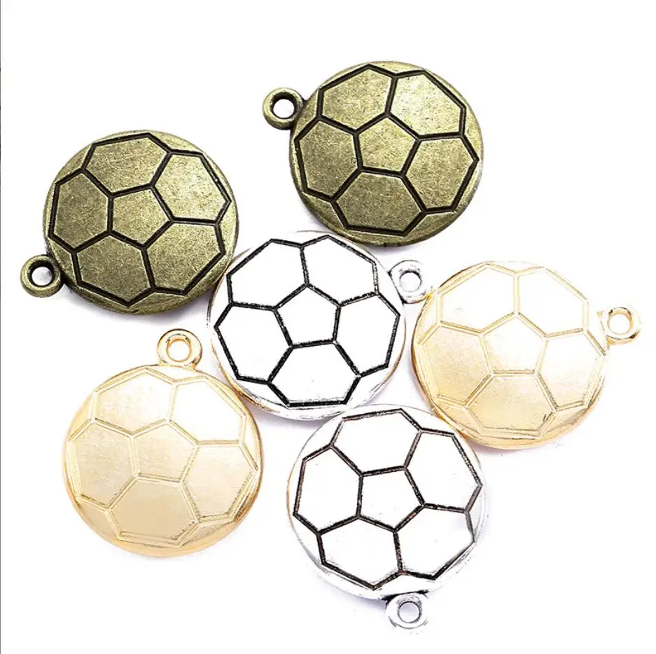

30Pcs 22*19mm Silver Color Zinc Alloy Soccer Football Charms Necklace Pendant Accessory Charms For DIY Handcraft Making F0672