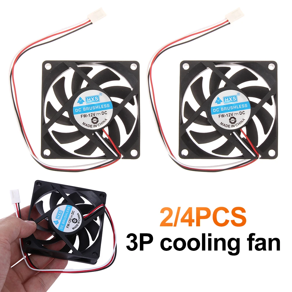 Portable Computer Case Cooler 12V 7cm 70mm PC CPU Cooling Cooler Fan 2/4PCS