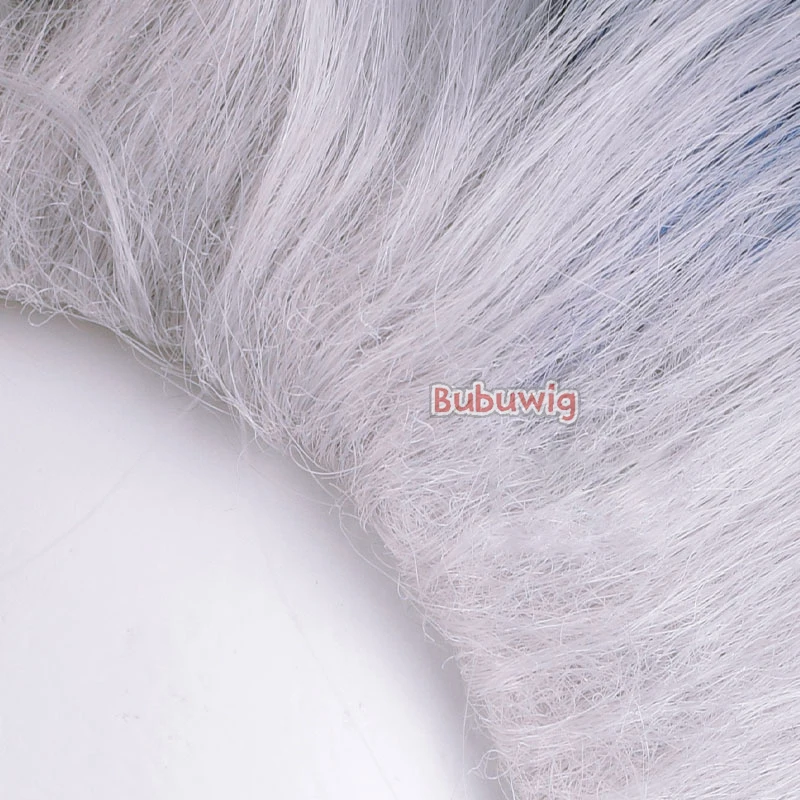 Bubuwig Synthetic Hair Fontaine Neuvillette Cosplay Wigs Genshin Impact 100cm Long Grey Mixed Blue Braided Wig Heat Resistant