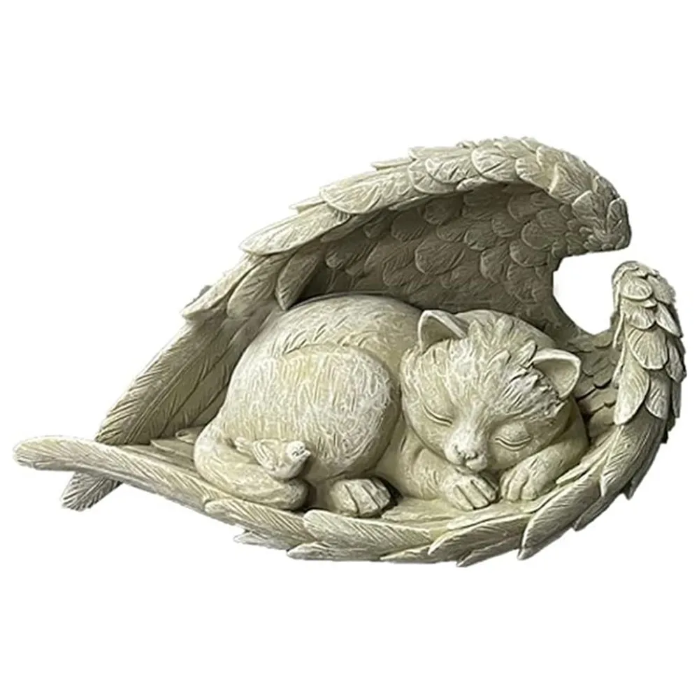 Cat Angel Memorial Statue Commemorates Our Lost,Cat Figurines is Placed in The Outdoor Garden or Tombstone,cat Statue Resin