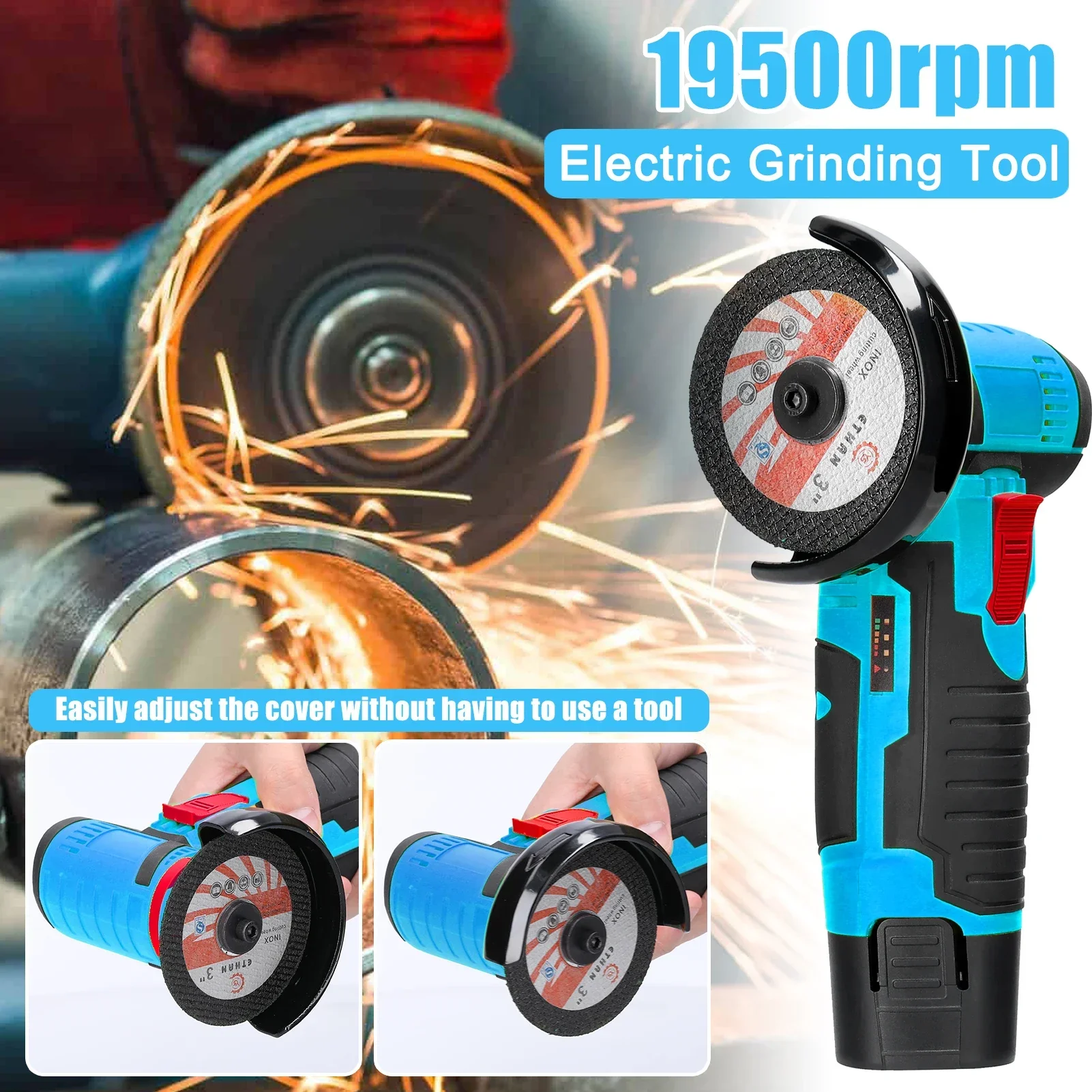 Brush motor 12v Mini Angle Grinder Rechargeable Grinding Tool Polishing Grinding Machine For Cutting Diamond Cordless Power Tool 5
