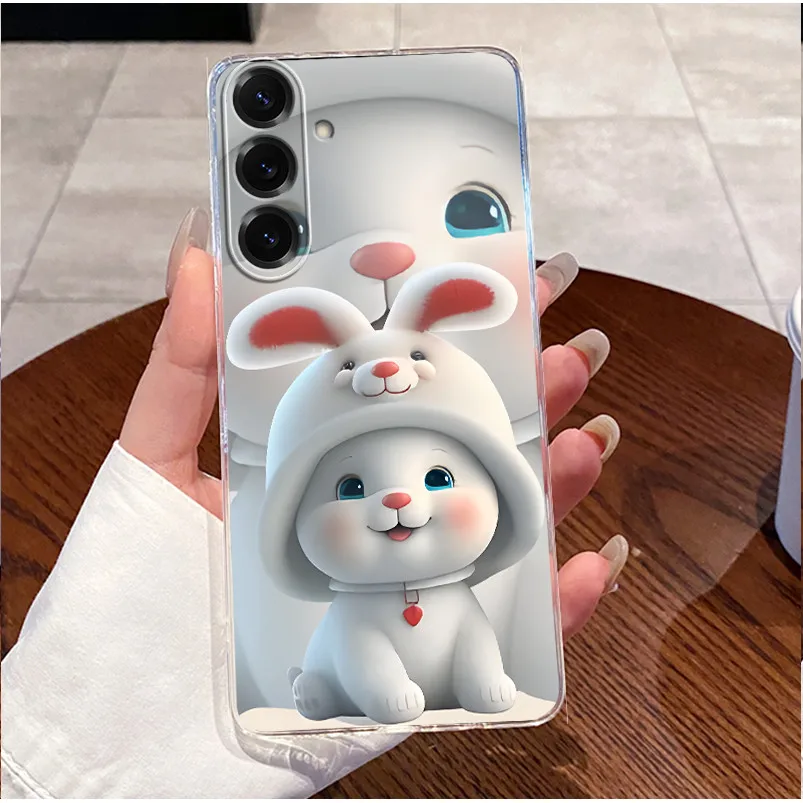 Clear Luxury Cute Love Rabbit TPU Soft Silicone Phone Case Back Cover