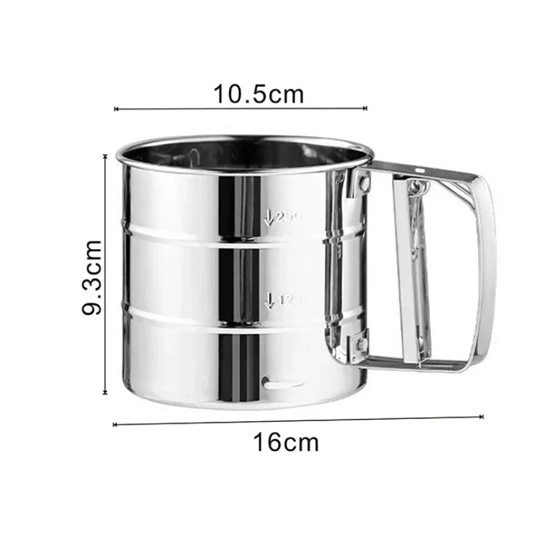 Baking Flour Sifter Food Strainers Powder Stainless Steel Hand-held Reusable Sieve Flour Cup Shakers Kitchen Baking Tools flour sifter baking tools mesh strainer fine mesh strainer powder sieve