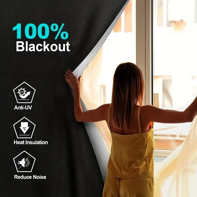 Plain Curtain Simple Polyester Blackout Curtain For Home Decor Portable Foldable Travel Curtains UV Protection Room 1pcs window screen curtain
