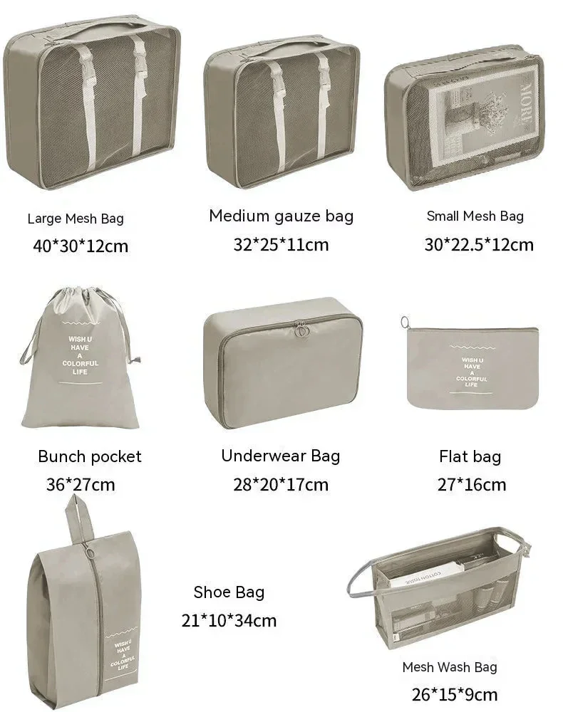 7 Pcs Set Travel Organizer Storage Bags Suitcase Packing Cubes Set Cases Portable Luggage Clothes Shoe Tidy Pouch Folding