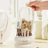 360° Rotating Makeup Brushes Holder With Lid Lipstick Organizer Cosmetic Storage Make Up Tools Box Jewelry Pencil Case Container 3