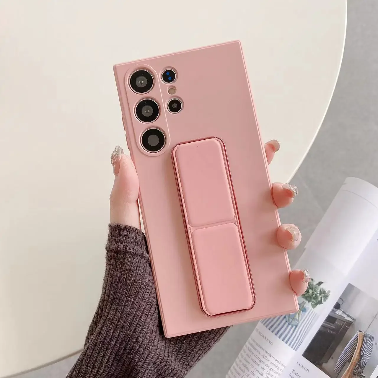 Magnetic Stand Phone Case with Wrist Strap Holder and Protector