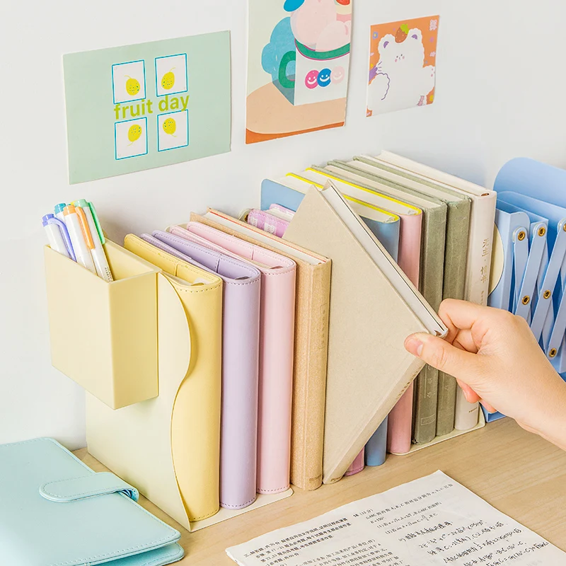 Retractable Book Stand With Pen Holder Student Desk Book Storage Rack Folding Baffle