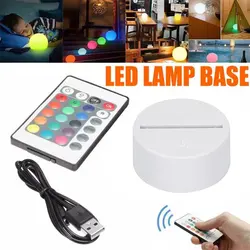 3D LED Lamp Base Acrylic ABS Light Lamp Base Stand Black With Power Adapter USB Cable+Remote Control For Christmas birthday Gift