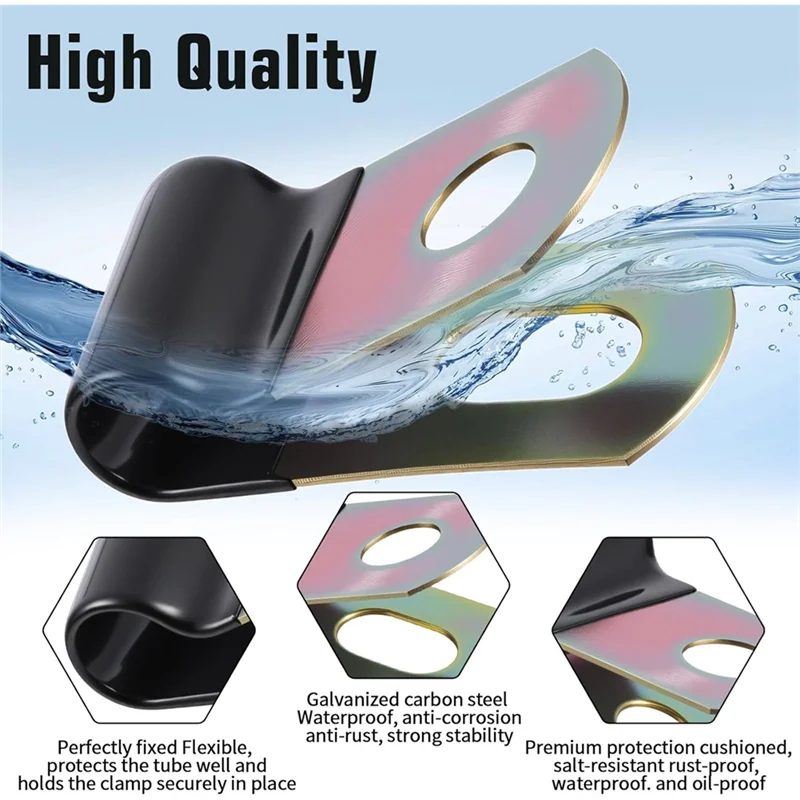 【인기 판매】50개 1/4 케이블 클램프, 배선 튜브 라인 및 와이어 코드용 고무 코팅 쿠션 절연 클램프