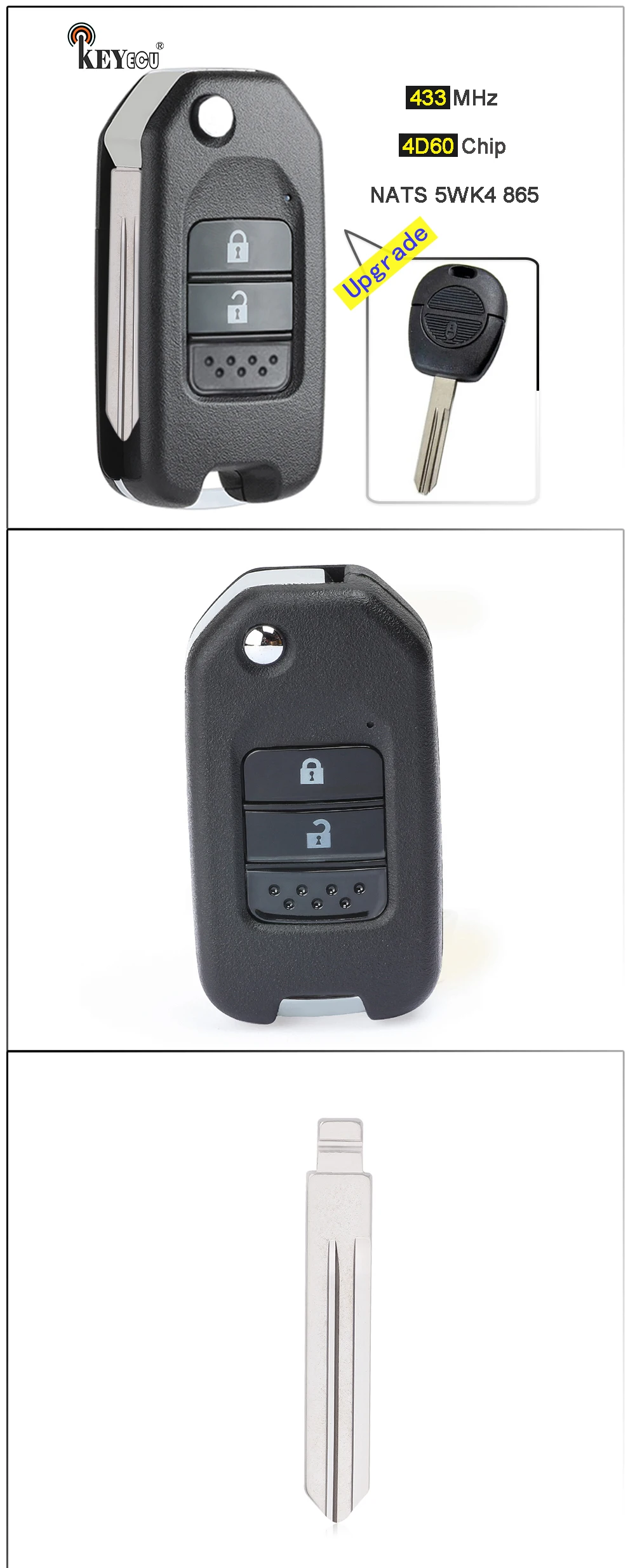 Keyforkess 433MHz 4 d60 Chip nits 5 wk4 865 aggiornato Flip Remote Key Fob per Nissan Almera Micra Primera Patrol X-Trail Terrano Pulsar - S71907fb35e61465793ef8e3a3e68badap