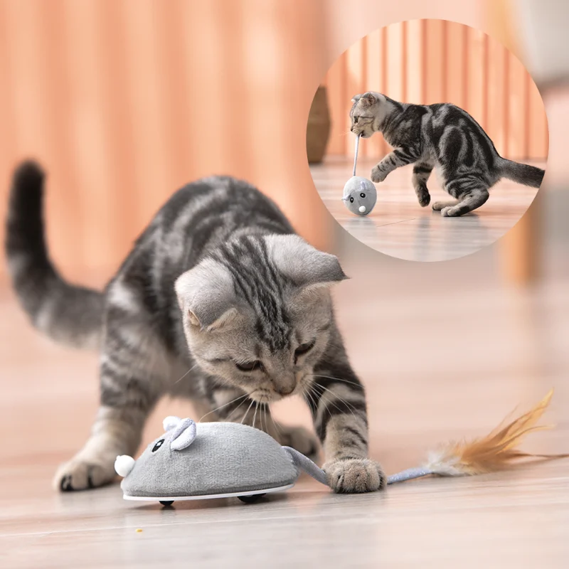 Smart Sensing Mouse Cat Toys Interactive Electric Stuffed Toy Cat Teaser Self-Playing USB Charging Kitten Mice Toys for Cats Pet smart running mouse cat toy interactive random moving electric cat teaser toys simulation mice kitten self playing plush toys