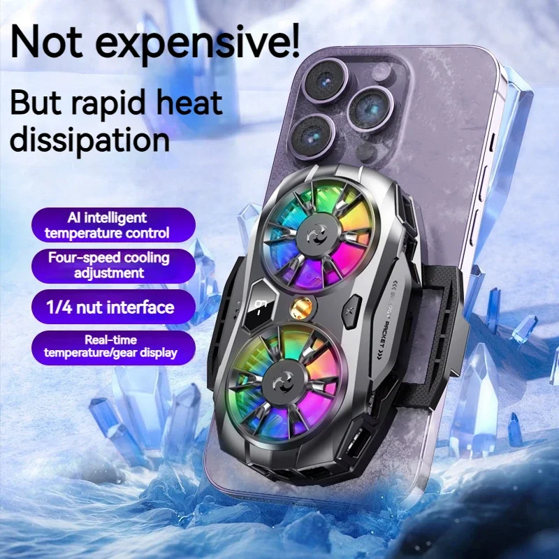 K19 Magnetic Semiconductor Phone CoolerTemp Indicator, Universal for 안드로이드/iOS Phones, Heat Dissipation for Gaming L