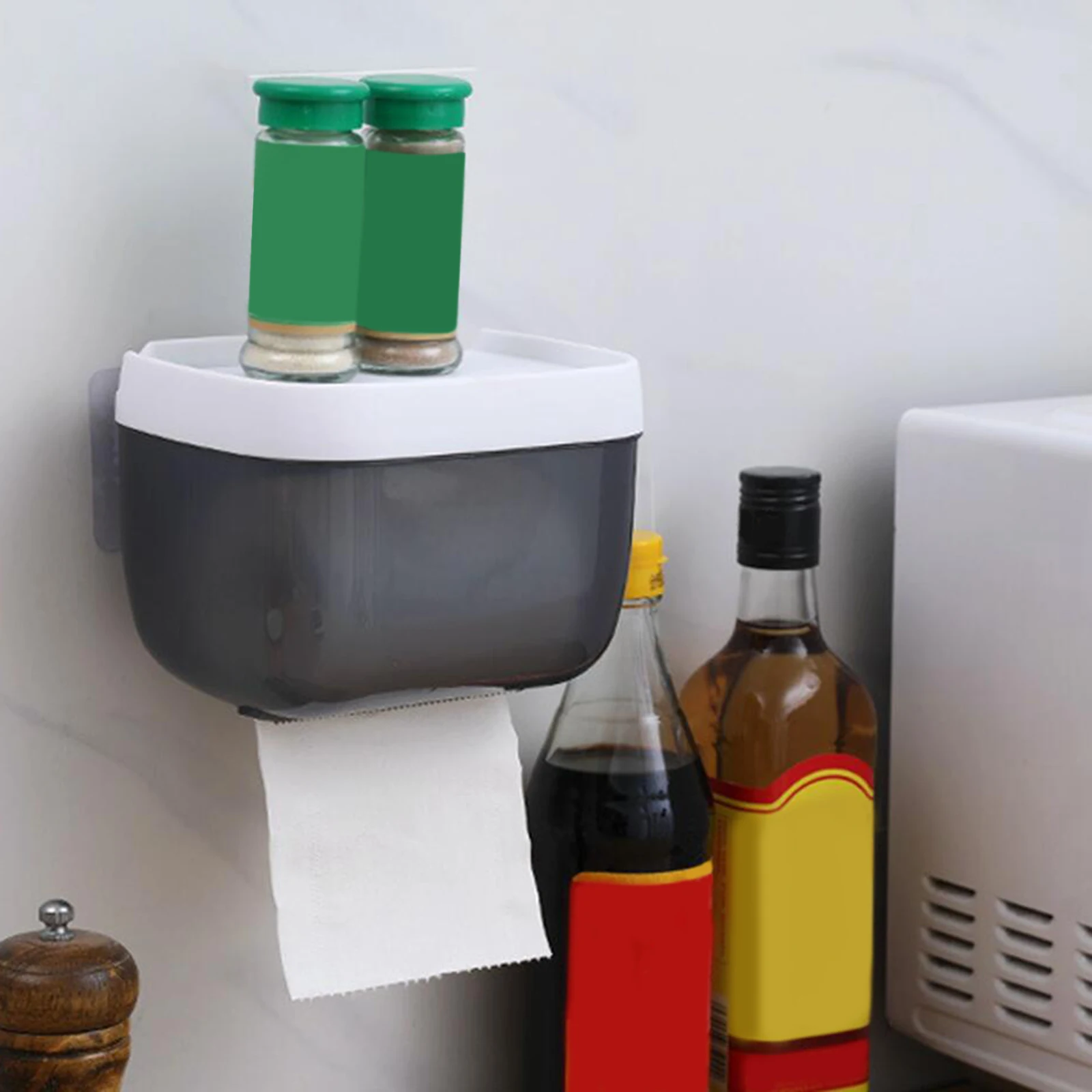 Toilet Paper Holder Toilet Paper Rack Toilet Roll Holder 1 Pcs Wall Mounted with Shelf No Drilling Paper Toilet Storage Rack Dispenser for Home Office
