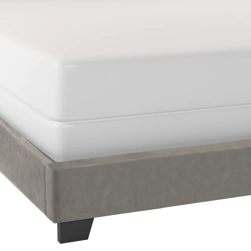 Reece Channel Stitched Upholstered Queen Bed, Platinum Grey, By Hillsdale Living Essentials Twin Bed Frame Bedroom Furniture