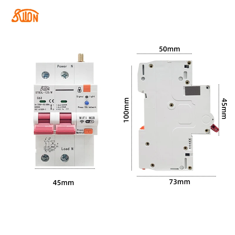 Ewelink Wireless Smart Circuit Breaker Timer Remote Control Overload Short Circuit Protector Household Power Smart Switch Circuit Breaker 2P 4P