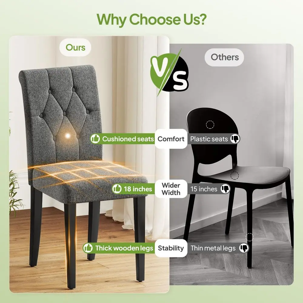 Tufted Dining Chairs Set 4