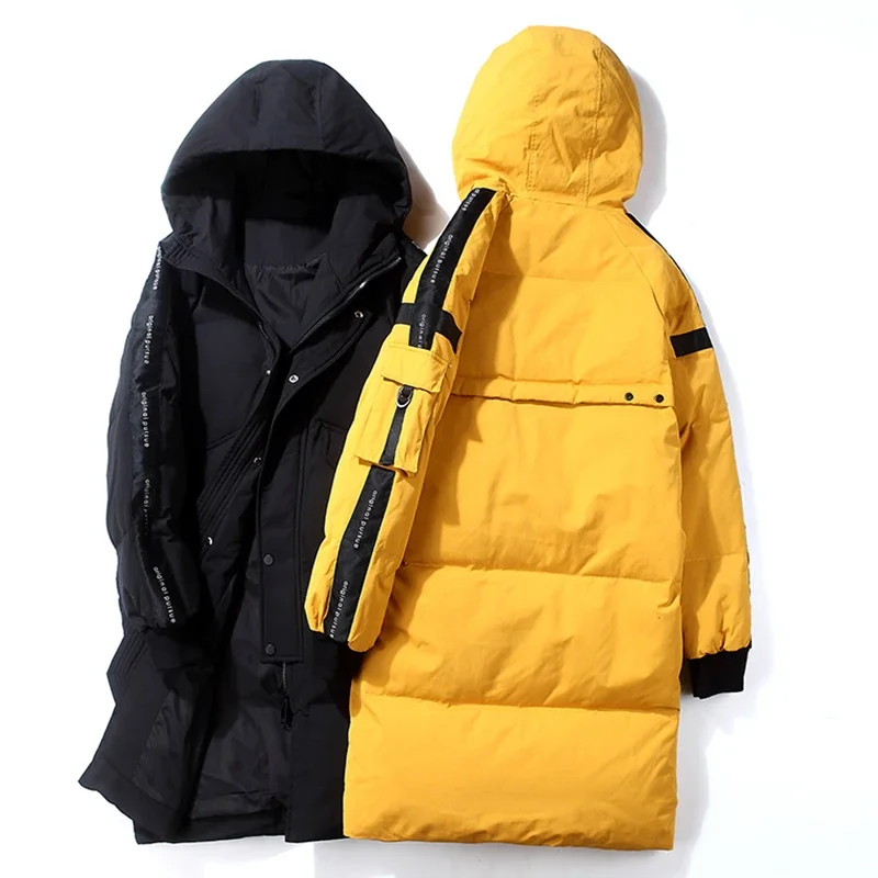 Man Jacket 2021 Winter Plus Long Down Jackets Warm Thick Hood Coats Men Fashion Outwear Outfits Classic Windproof Pockets Parkas