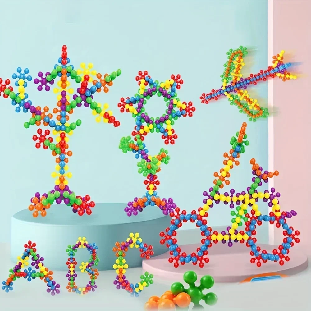 Plum Blossom Building Blocks 3D Snowflake Building Blocks DIY Interlocking Puzzle Education Plastic Assembly Toys