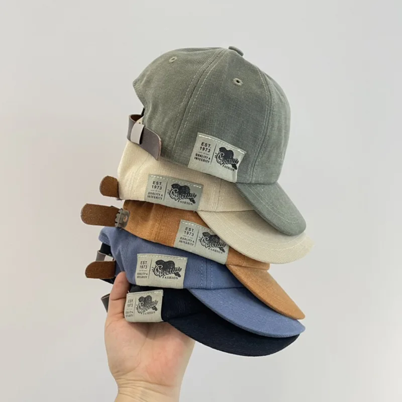 Adjustable Strap Kids Baby Hat Suede Multipurpose Leather Label Casual Baseball Hat Children's Hats Caps 6