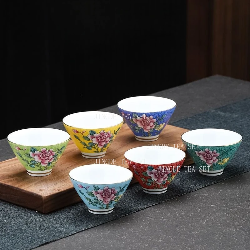 1pcs Jingdezhen Plum Blossom Small Capacity Tea Cup Home Owner's Tea Cup Chinese Style Tea Bowl Kung Fu Drinking Utensils