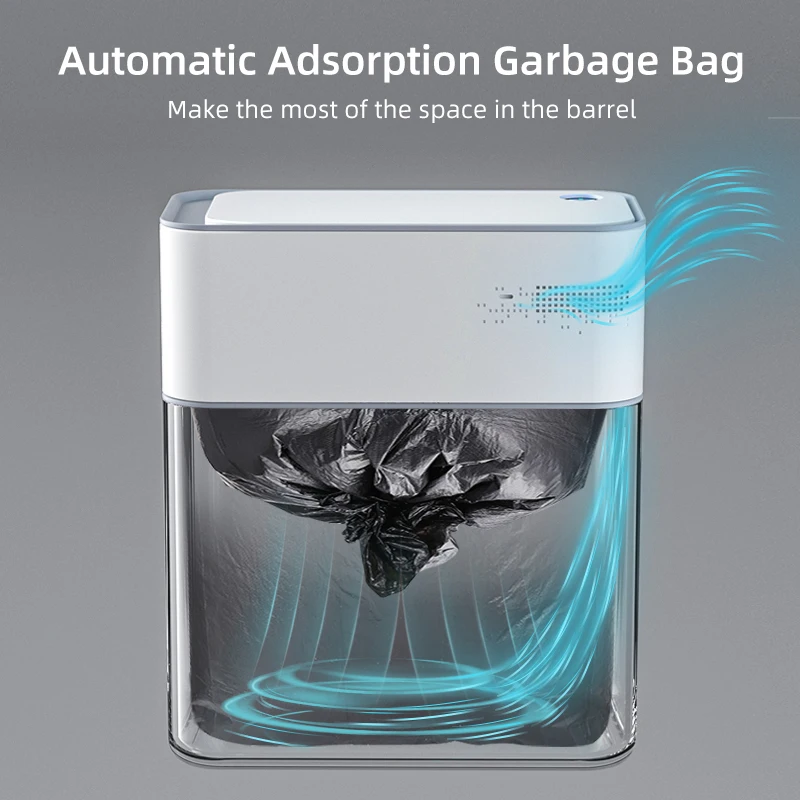 14l Smart Bathroom Trash Can Automatic Bagging Electronic Trash Can White Touchless Narrow Smart Sensor Garbage