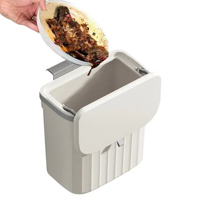 

Kitchen Trash Can Wall Mounted Hanging Trash Bin With Lid Garbage Can For Cabinet Under Sink Waste Garbage Compost Basket