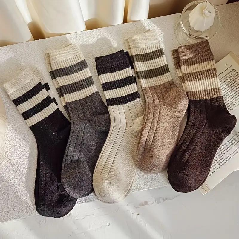 5 Pairs Lot Socks for Women Ruffle Middle Tube Ankle Short Breathable Black White Set Spring Autumn