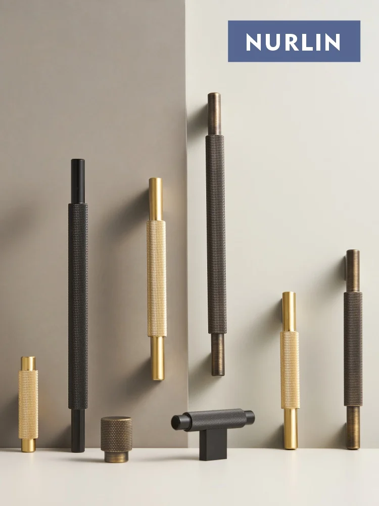 Nurlin ทองเหลือง Knurled Cross เพชรตัดรูปแบบโมเดิร์นสไตล์อุตสาหกรรมตู้ตู้เย็นประตูดึงลิ้นชัก Knobs 1