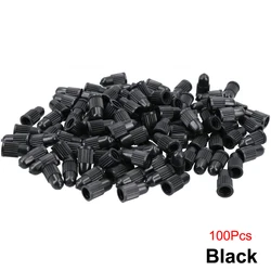 Black Presta Valve Caps - Durable Plastic Tire Dust Covers (100Pcs)
