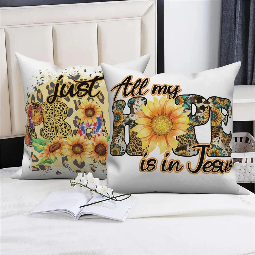 

Sunflower leopard print home decoration pillow case living room sofa cushion cover bedroom room dormitory decoration gift