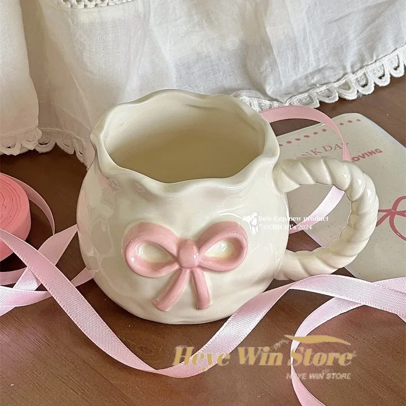 Set Tazze Caffè Trasparenti Con Fiocco Rosa - Tazze In Vetro Da 80 Ml Per Colazione E Regali - Foto 3