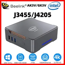 GK3V AK3V Mini PC Gaming Windows 10 Pro Gamer Computer Intel Celeron J4125 J3455 4G/6G/8G RAM 64GB/128GB/256GB HDMI VGA Minipc