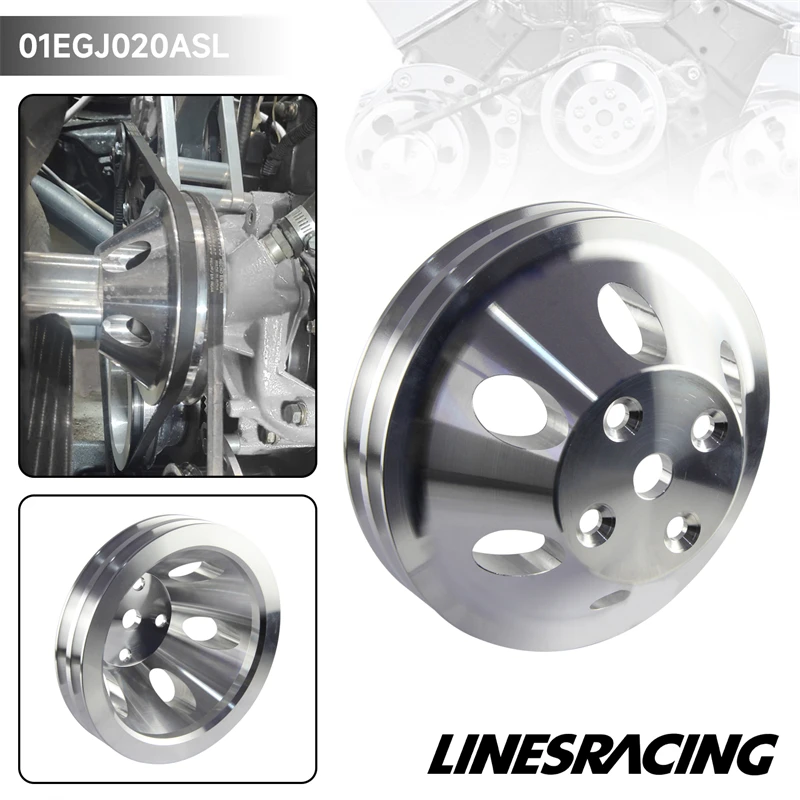 Aluminum Water Pump Pulley Fit for Small Block Chevy Long Pump 2 Grooves LWP Small Block Chevy 350 383 400