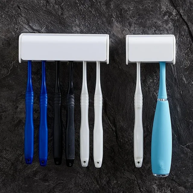 Bathroom Toothbrush Holder Wall Mounted Toothpaste Rack Punch-free Tooth Brush Storage Holder Bathroom Accessories 2