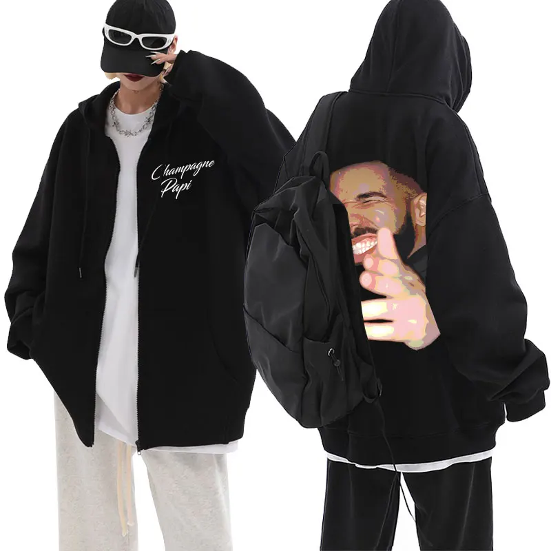 

Rapper DRAKE Hip Hop Graphic Print Zipper Hoodie Men's Rap Oversized Zip Up Jacket Men Fashion Streetwear Man Casual Sweatshirt