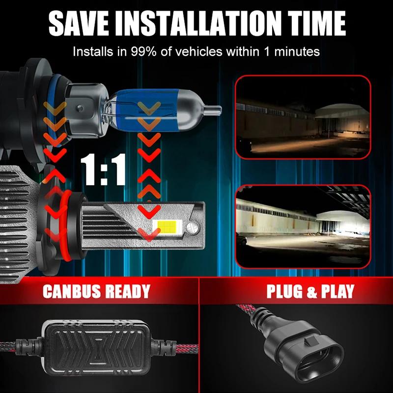 H1 LED 헤드라이트 H7 Canbus 오류 없음 H4 램프, H8 H9 H11 9012 HIR2 9005 9006 HB3 HB4 CSP 칩, 매우 밝은 고출력 안개등