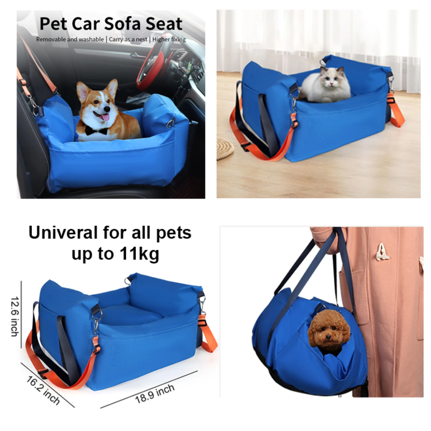 Classical Pet Dog Car Seat Bed Carrier-Stylish, Lightweight, Durable, and Comfortable-Safe and Convenient Travel Bed for Sma