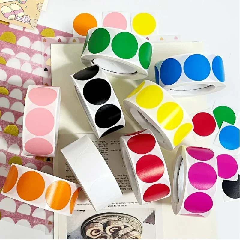 Decorative Labels Stickers Decorative Stickers Adhesive Stickers Self Adhesive Stickers Paper Stickers 100/500pcs Round laser golden glossy Labels decor sticker Color Code Dot Labels Yellow Black package Sealing scrapbook stickers