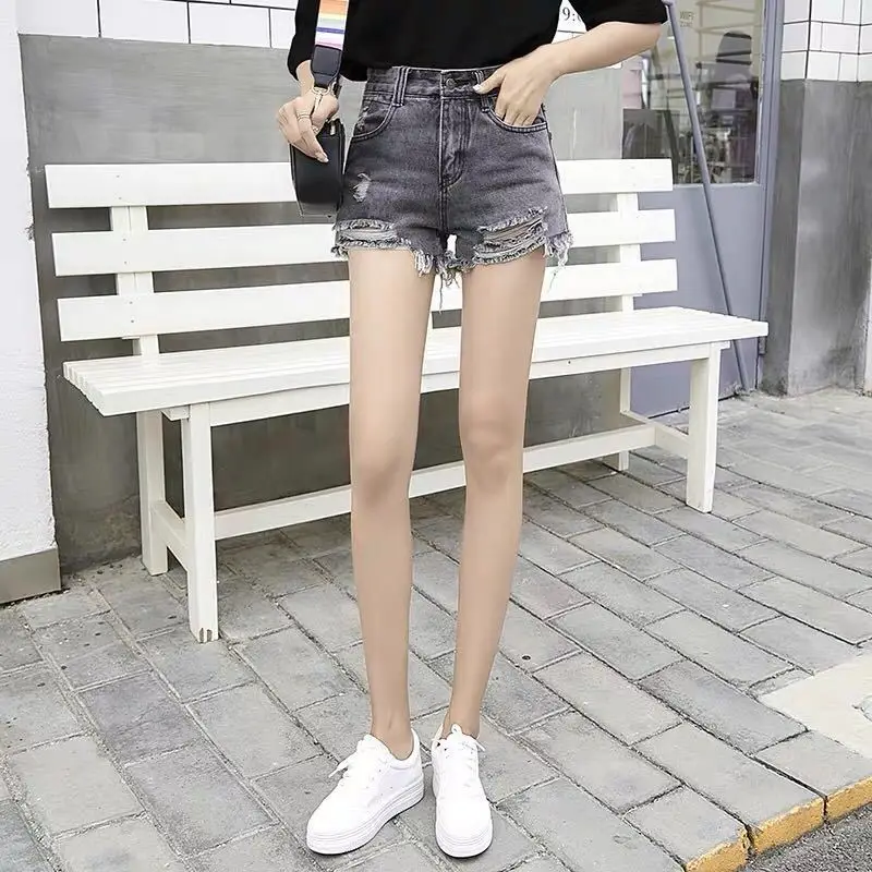 Short Pants for Woman To Wear Sexy Women's Shorts Ripped Biker Denim Wide Jeans Design Outfits Youthful New In Clothing Outdoor