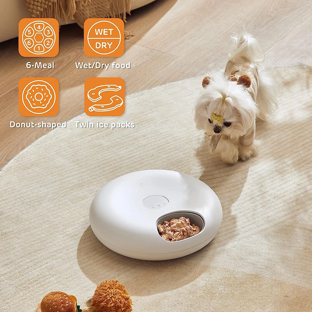 

6 Meals Dry And Wet Food Pet Feeder, Programmable Timed Automatic Cat Feeder, Food Dispenser For Small And Medium Dogs