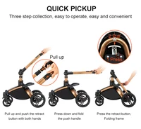 Poussette bébé 3-en-1 légère, luxe, pliable, système de voyage portable pour nouveau-né et nourrisson 4
