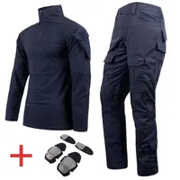 Tactical Suits Camo Uniform Clothes Outdoor Men Clothes Wear resistant Airsoft Hunting Suit Combat Shirt + Cargo Pants+4 Pads 1