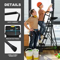 Step Ladder, Folding Step Stool with Wide Anti-Slip Pedal, Sturdy Steel Ladder, Convenient Handrail, Lightweight, Portable Steel 6