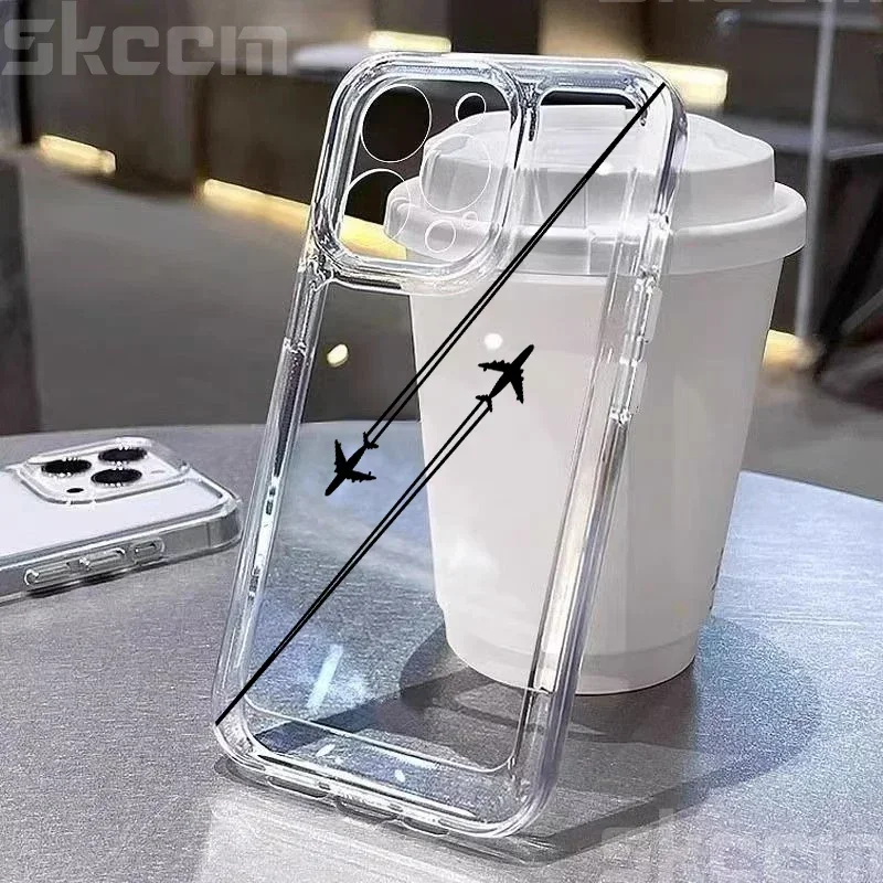 Travel-Inspired Airplane Route Design Clear Phone Case - Shockproof Cover