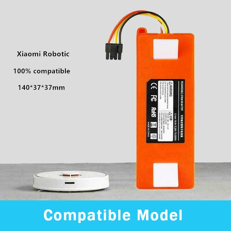

Аккумулятор для робота-пылесоса Xiaomi Roborock S50 S51 S55, 14,4 В, 5200 мАч, 6500 мАч, запасные части
