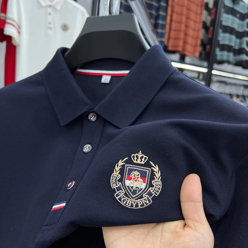 High end brand men's short sleeved polo shirt with classic stripe design top summer fashion embroidery breathable casual T-shirt 15 S7191c69ac94f48d0bd8cefd8fd67cce71
