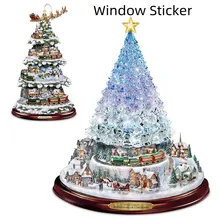 Boże narodzenie kryształowe drzewo naklejki święty mikołaj Snowman obracanie okno wklej naklejki zimowe przyjęcie noworoczne dekoracje do domu 20x30cm tanie tanio KAIGOTOQIGO CN (pochodzenie) 25*30cm 1 pc christmas tree