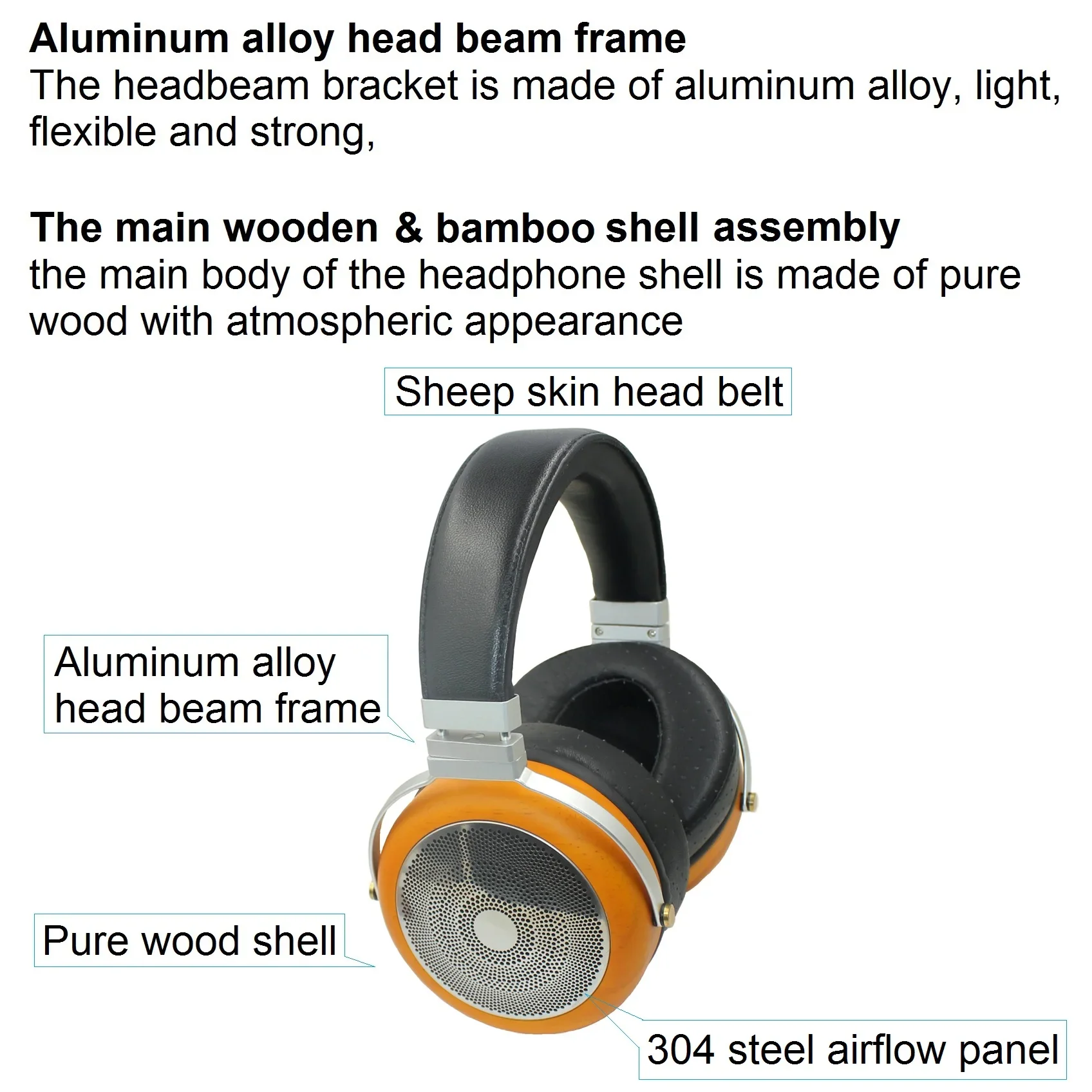 high fidelity headset 32ohm hifi headphone 70mm driver with dual magnet compliance bio technology diaphragm open type shell